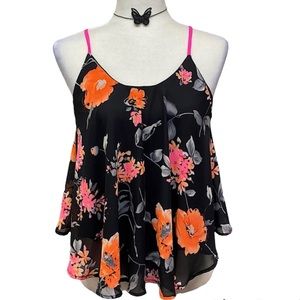 Tiered Floral Print Summer Blouse